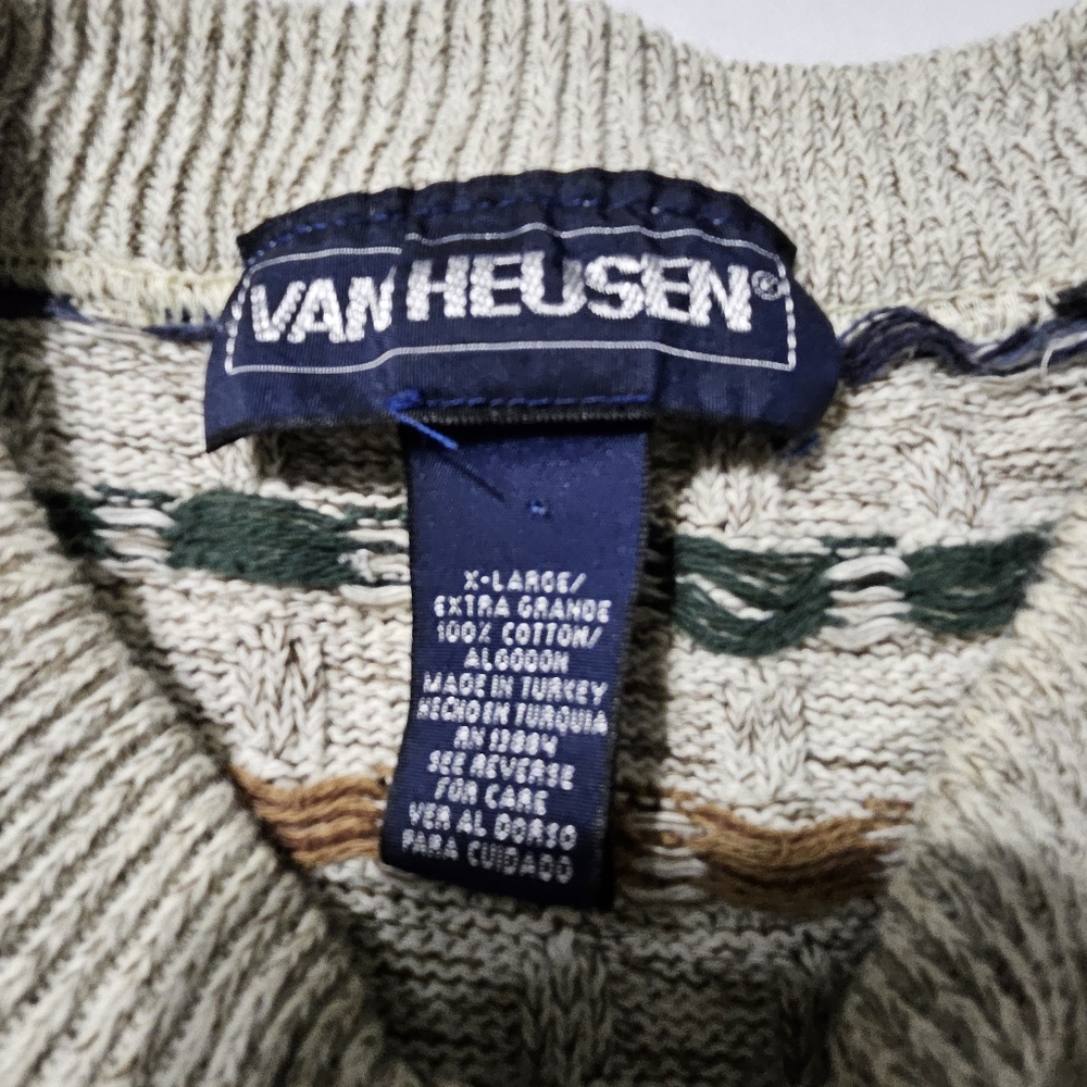 Vintage Grandpa Van Heusen Henley‎ Sweater Sportswear Men's Size XL Cotton - Picture 4 of 15